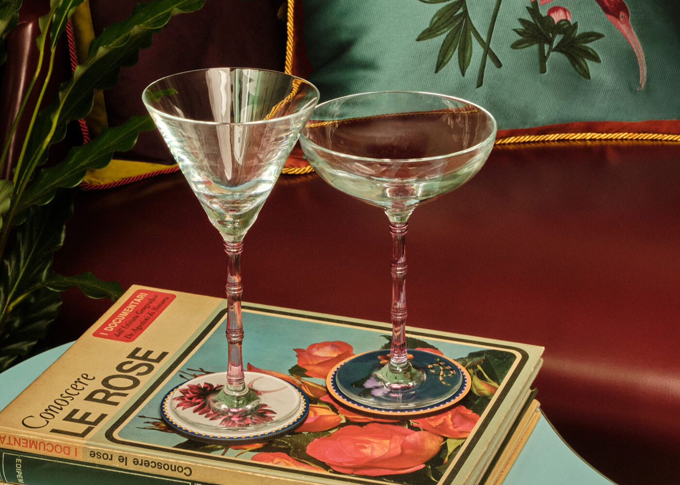 La DoubleJ bamboo-stem martini glasses