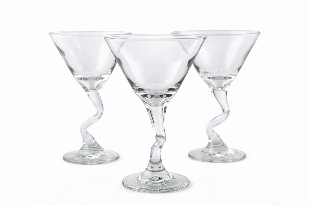 Vintage martini glasses with twisted glass stems